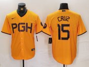 Cheap Men's Pittsburgh Pirates #15 Oneil Cruz Yellow 2023 City Connect Stitched Jersey