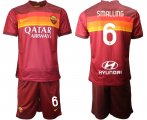 Wholesale Cheap Men 2020-2021 club Roma home 6 red Soccer Jerseys