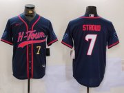 Cheap Men's Houston Texans #7 C.J. Stroud Navy With Patch Cool Base Stitched Baseball Jerseys