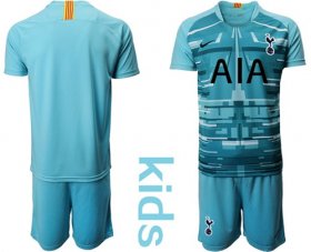 Wholesale Cheap Tottenham Hotspur Blank Light Blue Goalkeeper Kid Soccer Club Jersey