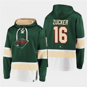 Wholesale Cheap Men\'s Minnesota Wild #16 Rem Pitlick Green All Stitched Sweatshirt Hoodie