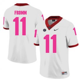 Wholesale Cheap Georgia Bulldogs 11 Jake Fromm White Breast Cancer Awareness College Football Jersey