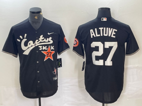 Cheap Men\'s Houston Astros #27 Jose Altuve Black Cactus Jack Cool Base Jersey