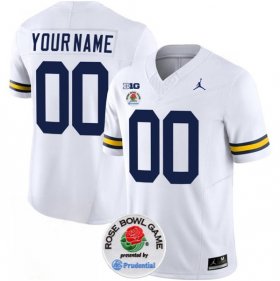 Cheap Men\'s Michigan Wolverines ACTIVE PLAYER Custom 2023 F.U.S.E. White Rose Bowl Patch Stitched Jersey