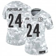 Cheap Women's Pittsburgh Steelers #24 Joey Porter Jr. 2024 F.U.S.E Arctic Camo Salute To Service Limited Stitched Football Jersey(Run Small)