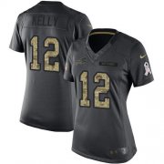 Wholesale Cheap Nike Bills #12 Jim Kelly Black Women's Stitched NFL Limited 2016 Salute to Service Jersey