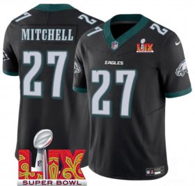 Men\'s Philadelphia Eagles #27 Quinyon Mitchell Black 2025 Super Bowl LIX Patch New F.U.S.E. Vapor Untouchable Limited Stitched Football Jersey