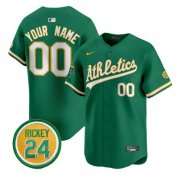 Cheap Men's Oakland Athletics Active Player Custom Green Rickey Henderson Patch Vapor Premier Limited Stitched Baseball Jersey