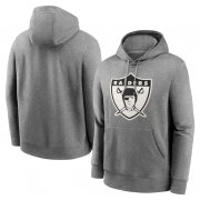 Cheap Men's Las Vegas Raiders Heather Gray Primary Logo Long Sleeve Hoodie T-Shirt