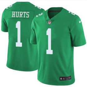 Wholesale Cheap Men\'s Philadelphia Eagles #1 Jalen Hurts Light Green 2021 Vapor Untouchable Stitched NFL Nike Limited Jersey