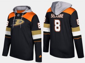 Wholesale Cheap Ducks #8 Teemu Selanne Black Name And Number Hoodie