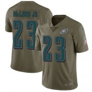 Wholesale Cheap Nike Eagles #23 Rodney McLeod Jr Olive Youth Stitched NFL Limited 2017 Salute to Service Jersey