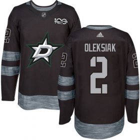 Cheap Adidas Stars #2 Jamie Oleksiak Black 1917-2017 100th Anniversary Stitched NHL Jersey