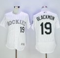 Wholesale Cheap Rockies #19 Charlie Blackmon White Strip Flexbase Authentic Collection Stitched MLB Jersey