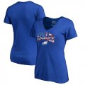 Wholesale Cheap Women's Philadelphia Eagles NFL Pro Line by Fanatics Branded Royal Banner Wave V-Neck T-Shirt