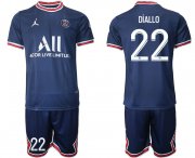 Wholesale Cheap Men 2021-2022 Club Paris Saint-Germain home blue 22 Soccer Jersey