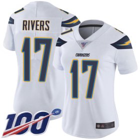 Wholesale Cheap Nike Chargers #17 Philip Rivers White Women\'s Stitched NFL 100th Season Vapor Limited Jersey