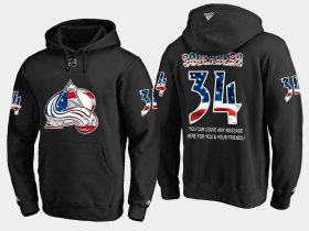 Wholesale Cheap Avalanche #34 Carl Soderberg NHL Banner Wave Usa Flag Black Hoodie