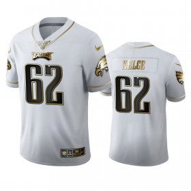 Wholesale Cheap Philadelphia Eagles #62 Jason Kelce Men\'s Nike White Golden Edition Vapor Limited NFL 100 Jersey