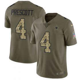 Wholesale Cheap Nike Cowboys #4 Dak Prescott Olive/Camo Men\'s Stitched NFL Limited 2017 Salute To Service Jersey