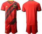 Wholesale Cheap Men 2021 European Cup Belgium home red Soccer Jersey