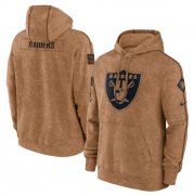 Wholesale Cheap Men's Las Vegas Raiders 2023 Brown Salute to Service Pullover Hoodie