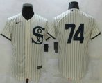 Wholesale Cheap Men's chicago white sox #74 eloy jimenez 2021 cream navy field of dreams flex base stitched jersey