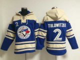 Wholesale Cheap Blue Jays #2 Troy Tulowitzki Blue Sawyer Hooded Sweatshirt MLB Hoodie