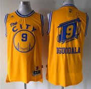 Wholesale Cheap Men's Golden State Warriors #9 Andre Iguodala Revolution 30 Swingman 2015-16 Retro Yellow Jersey