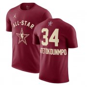 Cheap Men's 2024 All-Star #34 Giannis Antetokounmpo Crimson T-Shirt