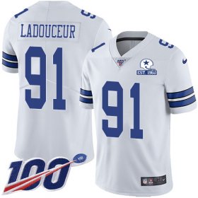 Wholesale Cheap Nike Cowboys #91 L.P. Ladouceur White Men\'s Stitched With Established In 1960 Patch NFL 100th Season Vapor Untouchable Limited Jersey