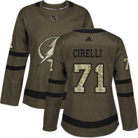 Cheap Adidas Lightning #71 Anthony Cirelli Green Salute to Service Women\'s Stitched NHL Jersey