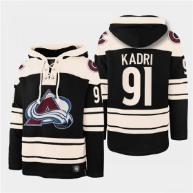 Wholesale Cheap Men\'s Colorado Avalanche #91 Nazem Kadri Black All Stitched Sweatshirt Hoodie