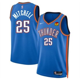 Cheap Men\'s Oklahoma City Thunder #25 Ajay Mitchell Blue 2024 Draft Icon Edition Stitched Basketball Jersey