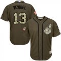 Wholesale Cheap Indians #13 Omar Vizquel Green Salute to Service Stitched MLB Jersey