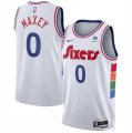 Cheap Men's Philadelphia 76ers #0 Tyrese Maxey White 2024-25 City Edition Stitched Jersey