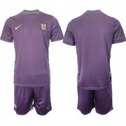 Cheap Men's England Blank 2024-25 Purple Away Soccer Jersey Suit