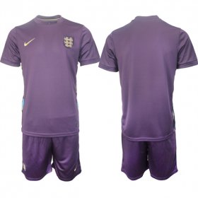 Cheap Men\'s England Blank 2024-25 Purple Away Soccer Jersey Suit