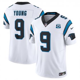 Cheap Men\'s Carolina Panthers #9 Bryce Young White 2024 30th Anniversary Patch F.U.S.E. Vapor Limited Stitched Football Jersey