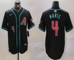 Cheap Men's Arizona Diamondbacks #4 Ketel Marte Number Black Cool Base Limited Stitched Jersey