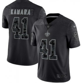 Wholesale Cheap Men\'s New Orleans Saints #41 Alvin Kamara Black Reflective Limited Stitched Football Jersey