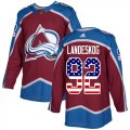 Wholesale Cheap Adidas Avalanche #92 Gabriel Landeskog Burgundy Home Authentic USA Flag Stitched Youth NHL Jersey