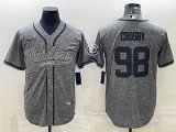 Wholesale Cheap Men's Las Vegas Raiders #98 Maxx Crosby Gray With Patch Cool Base Stitched Baseball Jersey