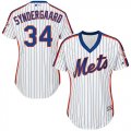 Wholesale Cheap Mets #34 Noah Syndergaard White(Blue Strip) Alternate Women's Stitched MLB Jersey