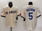 Cheap Men's Los Angeles Dodgers #5 Freddie Freeman Cream 2024 City Connect Limited Stitched Jersey