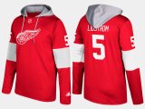 Wholesale Cheap Red Wings #5 Nicklas Lidstrom Red Name And Number Hoodie