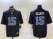 Cheap Men's Dallas Cowboys #15 Ezekiel Elliott Black Throwback Vapor Untouchable Limited Stitched Jersey