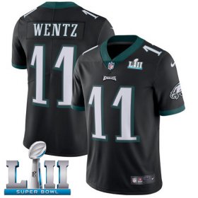 Wholesale Cheap Nike Eagles #11 Carson Wentz Black Alternate Super Bowl LII Men\'s Stitched NFL Vapor Untouchable Limited Jersey