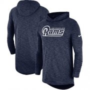 Wholesale Cheap Nike Los Angeles Rams Navy Sideline Slub Performance Hooded Long Sleeve T-Shirt