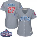 Wholesale Cheap Cubs #27 Addison Russell Grey Road 2016 World Series Champions Women's Stitched MLB Jersey